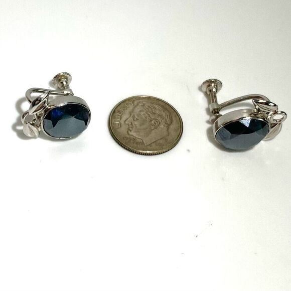 ANX Vintage Smokey Quartz & Sterling Earrings - Picture 6 of 9